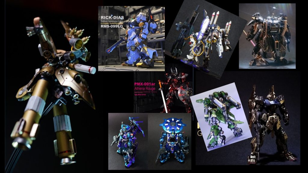 〈塗装 金属光沢〉アーティファクトのハイディテールを引き立たせることと、簡単に写真での作品の情報量を増幅することにメタリックカラーの金属光沢は欠かせません。実際の兵器ならありえないのでしょうが、アーティファクト工芸品ですので、バイクのショーモデルのような煌びやかさとメカメカしさを表す塗装がアーティファクトには相性が良いように感じます。メカ部分だけでなく、外装部分のメタリックカラー塗装は深みが出て、ならではのよさがあります。