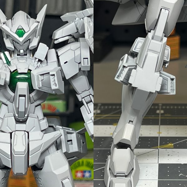 MGアストレア タイプFの改修作業進行中。主な改修内容は以下の通り。&nbsp;MGデュナメスおよびキュリオスに付属するGNブースターの追加。MGクァントに付属するGNソード4の改修。エクシアシールドをクァントと同様に肩部に装着できるように改修。胸部および膝部装甲にデュナメスに付属するミサイルポッドの追加。（6枚目）