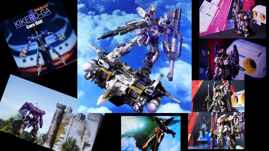 〈イカサマジオラマ〉デジラマとか高度な画像処理はワタシにはできませんので、15インチノートパソコンに背景画像を表示させて、その前にアーティファクトを置いて、背景をぼかし気味に撮れば、イカサマジオラマ写真の完成です。ジオラマ作るの大変だし、置き場に困るし、メンテナンス大変だし、を一発で解消。自宅で肩身の狭い思いをしている世帯主が生き残る知恵です(笑) 〈ストーリーのスクラッチ〉Wikiとかで公式設定とかよく読んで、祖語があまりないように、作品機体に関するストーリーをスクラッチします。機体の存在の説得力がぐぐっと上がり、これまた楽しいです。やらなくてもいいことなのですが、自分が楽しいので、やっちゃいます。たまにストーリーとガンプラのどちらが作品の本体なのかよくわからなくなることがあります。