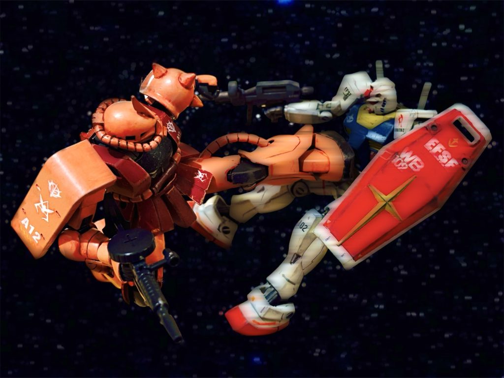 シャア専用ザクガンダムの武器と、蹴りが入る位置、間違ってます。