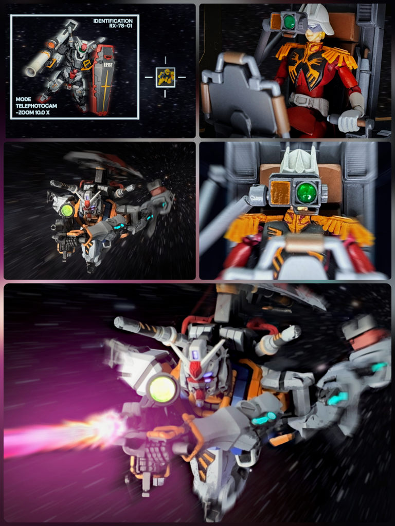 シャア:ゼロヒトガンダム!やはり完熟訓練中のテスト小隊か…こっちは模擬戦ように鹵獲されたザクか。試射には良い目標だ!さて、連邦の新兵器…どれほどのものか!