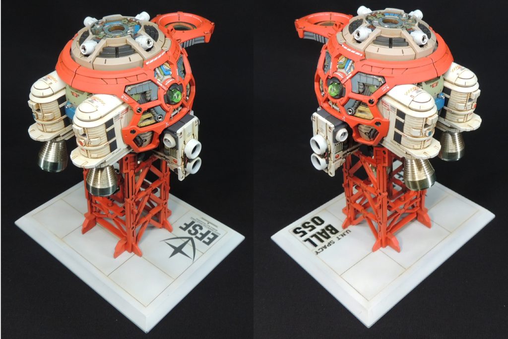 ■内部メカのデカールワーク＆ディティール追加外装と同様に内部メカにもデカールを貼ったり、金属製パーツでディティールを追加したりと細部にこだわって製作しました。デカールはガンダムデカール、アンプコーションデカール(先行発売品)、ヴェルテクスデカール等からチョイスし、金属製パーツはハイキューパーツの製品を各種使用しています。複数の色で塗り分けるだけで印象が全く異なるものに仕上がることが実証され、ディティール工作以上の効果があったと思います。