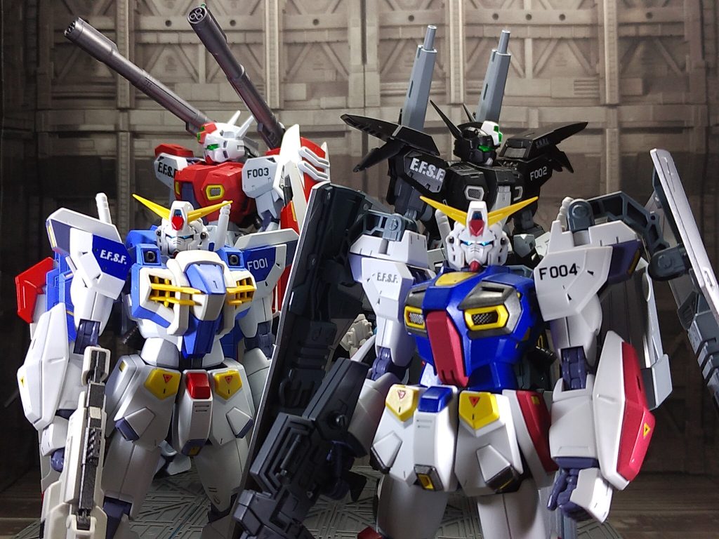 F80が配備された世界線のファステストフォーミュラ隊。バンダイさん、F89の発売もお願いします<(_ _)>F90 2号機 カナタ･サワメ機でした(^-^)/&nbsp;紅白ガンプラ合戦参加作品「ジムIII（地球連邦軍仕様/ボッシュ･ウェラー専用機）」も見てね(っ´ω`c)