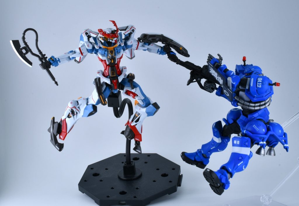 せっかくなので以前制作したジークアックスに首を狩られるシーンを撮ってみました。