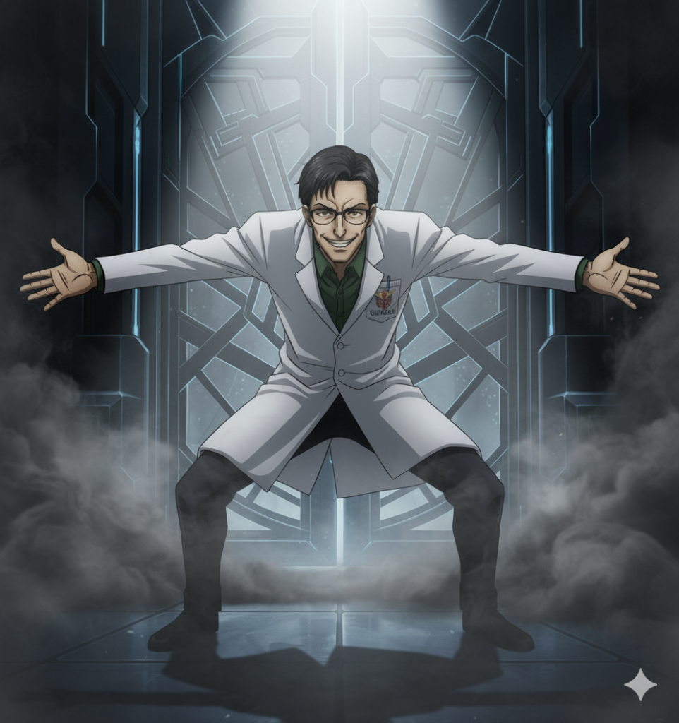 テム・レイ「ココを通りたければ!ワシのパーフェクトガンダムを倒してからだ! 」キャラ「パーフェクトって? 」「あの?シールドいっぱいのヤツ? 」マシュマー「 まさか?アレは宇宙用だぞ!」キャラ「じゃあ? 」マシュマー「 まさか?狂四郎なのか!」キャラ「 誰よ!それ?!」マシュマー「 プラモ狂四郎だ!知らんのか!!」キャラ「 歌舞伎のひと?知らないよ!!」マシュマー「これだから! 」ギレン「 フッ!誰かと、思えば!」「 丁度良い!このガンダムの試し斬りに 売ってつけだ!!タタタタタッ!ガシャン!テム・レイ「 馬鹿なオトコだ!」「 このガンダムは!ワタシの集大成!だ」ハマーン様「 集大成?」テム・レイ「 あらゆるモビルスーツを研究し!バーニアの追加!スラスター補強!サイコミュ搭載!アンテナ延長!装甲の二重化!ハンドビーム追加!大出力ビーム砲追加!搭乗席追加!頭部分離化!」ジュドー「 頭部分離?」ギレン「 ほぅ?ならば魅せてみろ!」テム・レイ「 これがワタシのパーフェクトガンダムだっ!!!」ゴゴゴゴゴゴッ!!ウィーン!ウィーン!ウィーン!ハッチが開きます!ご注意下さい!ハッチが開きます!ご注意下さい!