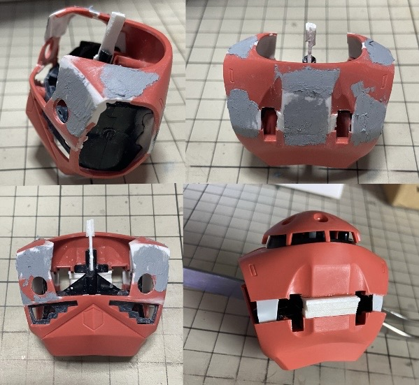 隙間をプラ板とパテで整形し胴長しました。