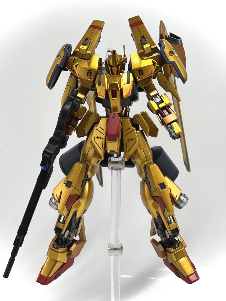 全体像。全体的にはケルディムがメインになってて、そこに百式のパーツを配置して百式っぽさを出してます。ケルディムの胴体が百式改っぽさがあるなぁというところから発想が始まりました。