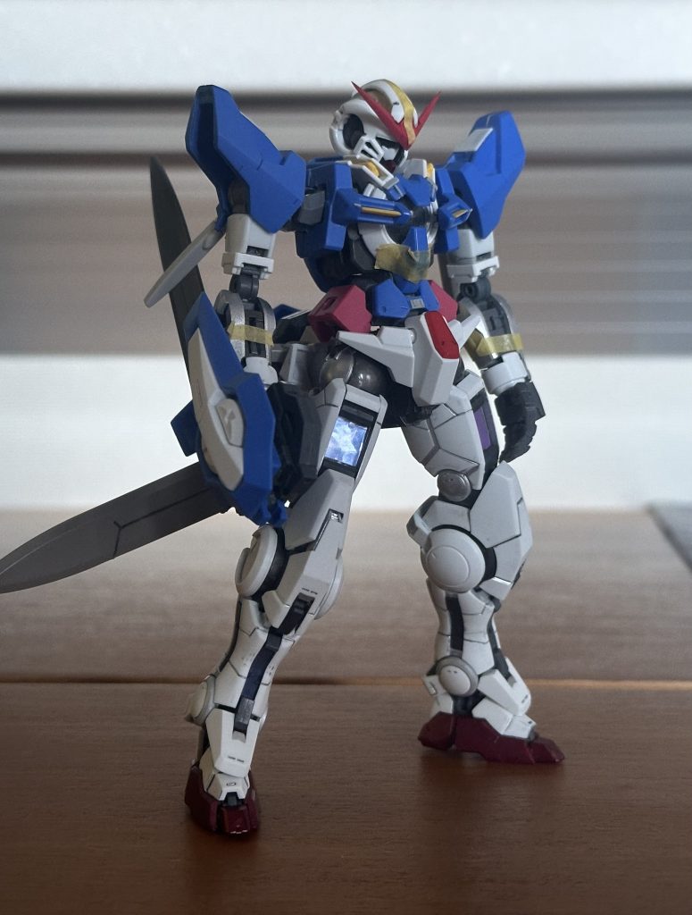 なんやかんやで本来のカラーリングっぽいころ腕はシュヴァルゼッテ、クロスボーンを軸にHG、RGの外装を被せ、脚はコンデンサー部のみHGから移植し、ボリュームのバランスを変えています。