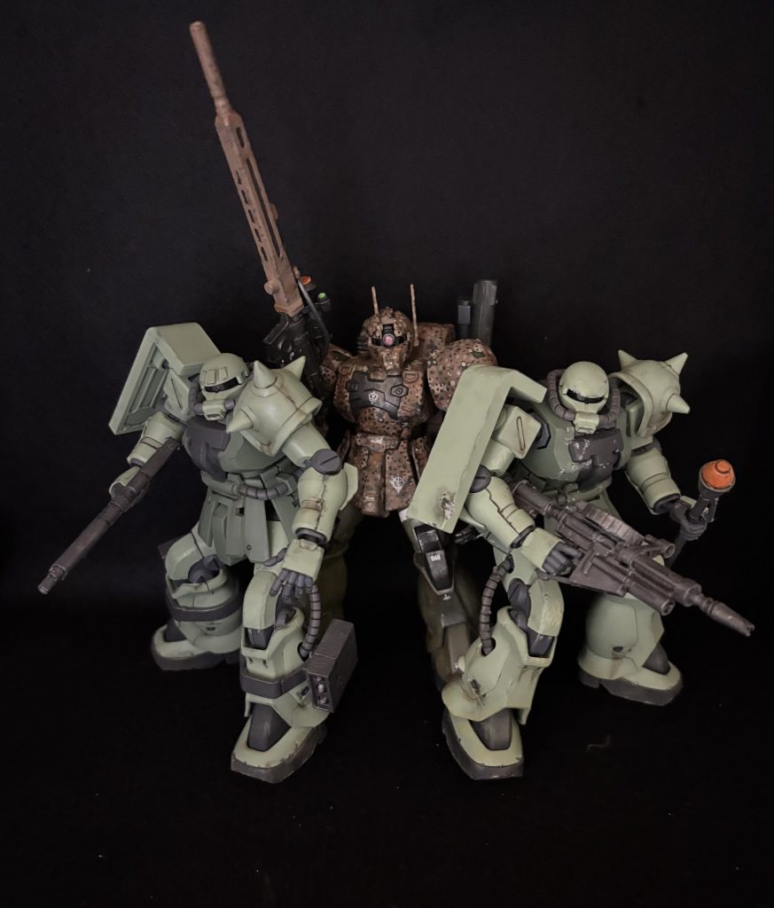 前作、ザクⅠスナイパーとの小隊イメージです。パイロット達は隊長を筆頭に歴戦の猛者揃いです。