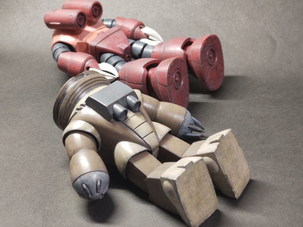 これはシャアズゴックとジャブローに潜入するシーンです(これこそAIを使ってそれっぽくしろ)あ、見せてはいけない足の裏が...バックショット撮り忘れたので、これで併用。