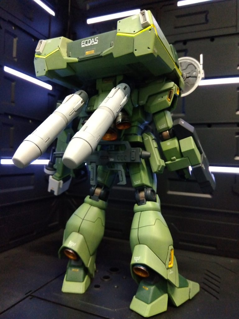 EWACネロに寄せてビルダーズパーツのレドーム、パワードアームズのミサイルをプロペラントタンクに。エコーズ所属機という体でデカール貼りました。