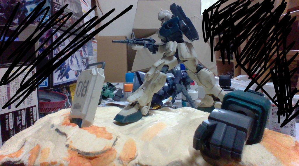 作品名：ああああ<p>ジオラマ初心者なのが一瞬でバレてしまうぅぅぅ 陸ガン手に入る前にジオラマベースはつくった</p>
