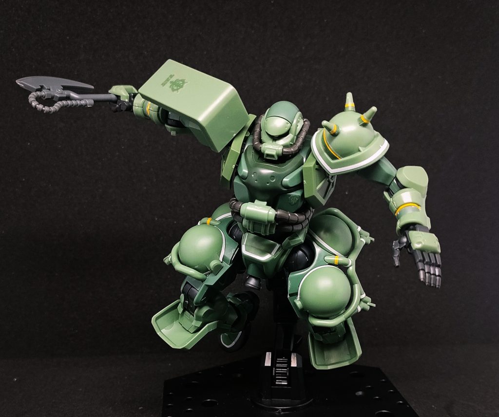 ヒートホークを握らせても様になりますね。ザク( GQ)もお気に入りの一機になりました。次回はリックドム( GQ)・エグザベギャン(GQ)辺りを制作したいと思ってます。最後にご覧頂きありがとうございました。また宜しくお願い致します。いいねコメント等は当方の励みになりますので宜しければお気軽にどうぞ。