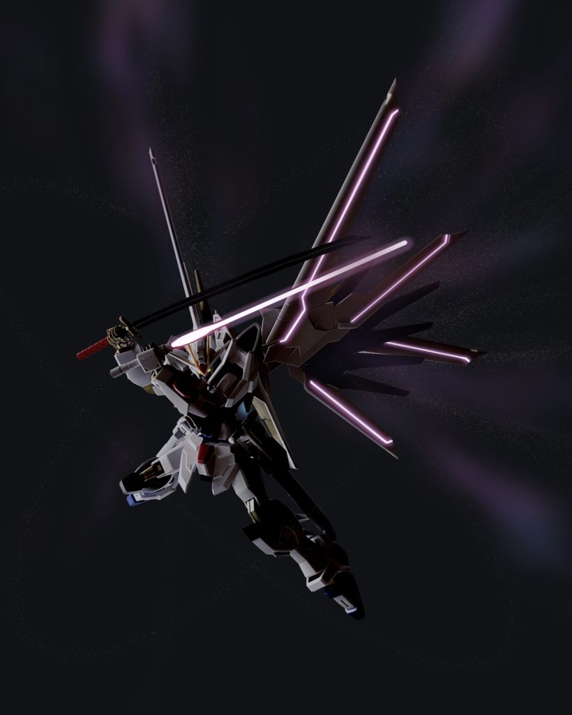 このHGCEキット、細かいディティールまで本物に近いクオリティを再現されていて、本当に制作サイドのこだわりを感じました...ありがとうございます...おかげで、させたかったポーズがきまるので撮影が楽しいです笑&nbsp;HGCE 1/144 MIGHTY STRIKE FREEDOM GUNDAM