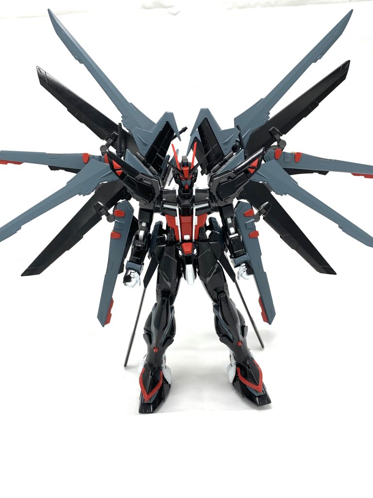 ハイマット状態。コレがやりたかった。ブルーフレームDのソードドラグーンを参考に、フラガラッハもソードドラグーンとして機能するためデッドウェイト化しないまた、他のハンドパーツを無くしてしまい武器持ち手がない為、そのうち塗り直してポーズつけたものを上げ直したいなと