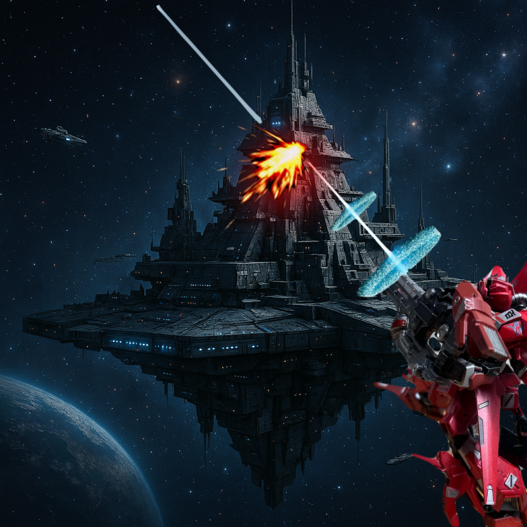 紅式は改修されていない状態でレゾナンスと呼ばれる要塞を崩す任務にあたった。しかし、レゾナンスは過去に２人のエースパイロットを含める計７人で構成されたアルトと呼ばれる部隊の全員を撃墜したことがあるほどに強かった。紅式は３体のジム３と計４人で任務にあたったものの、四方八方に広がる弾幕をよけきることができず、２人が死亡、１人が退避。レゾナンスは紅式のデータを逆解析し、フェイント戦術を仕掛けた。緋焔重破轟砲を一発撃ち、見事主砲と大型スラスターユニットの破壊に成功したが、そのすきを突かれ、紅式は追加ブースターユニットを損傷し、姿勢制御を失う。