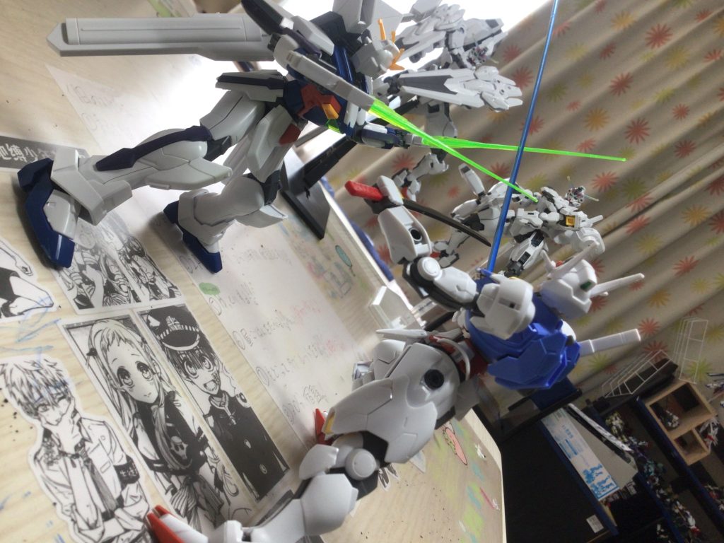 エアリアル&ガンダムxディバイダーVSキャリバーン×2