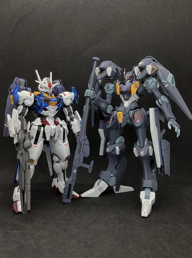 強化人士4号と決闘したエアリアルと共に。