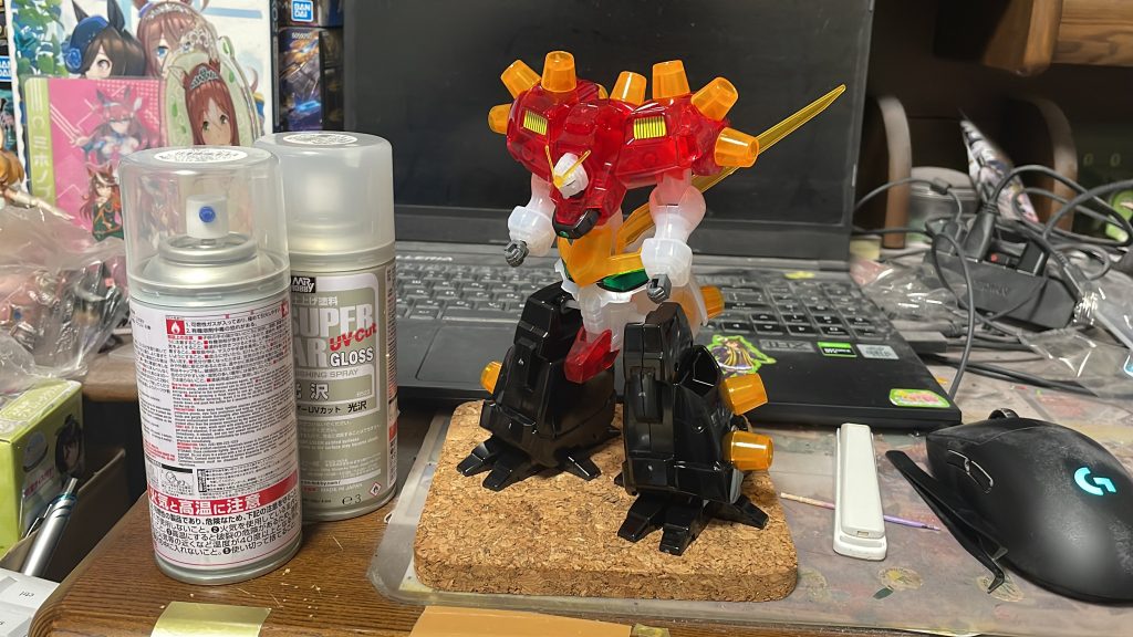 この時の俺とはクリアーレッドの存在を忘れトップコートしか吹いていません【使ったトップコート】本体 Mr.スーパークリアー光沢付属のパーツ Mr.スーパークリアーUVカット 光沢