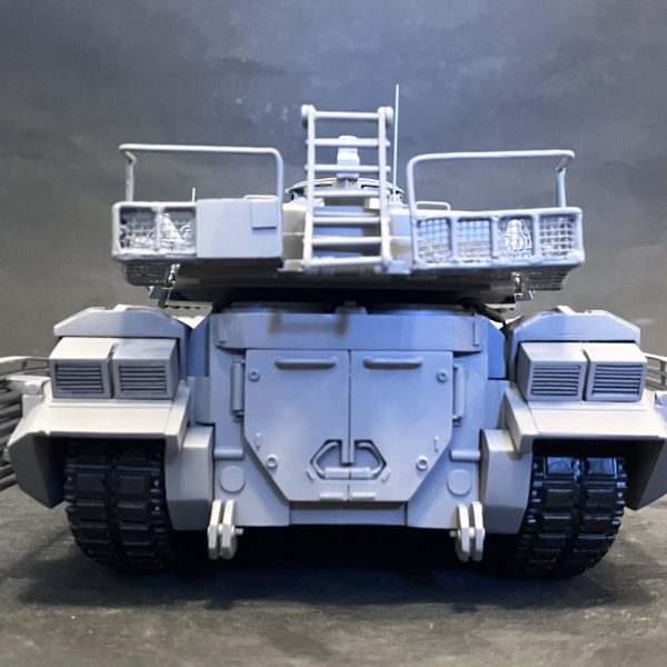 1/48 61式戦車　製作55〜57日目スラットアーマーを作り直してver2.0にしました(//∇//)杞憂だった、側面から見たらサイドスカートのディテールが見えなくなるかなと思っていましたが現段階で、そこまで見えないほどでも無かったです♪これでオキサイドレッドを塗装して本塗装しますψ(｀∇´)ψ（5枚目）