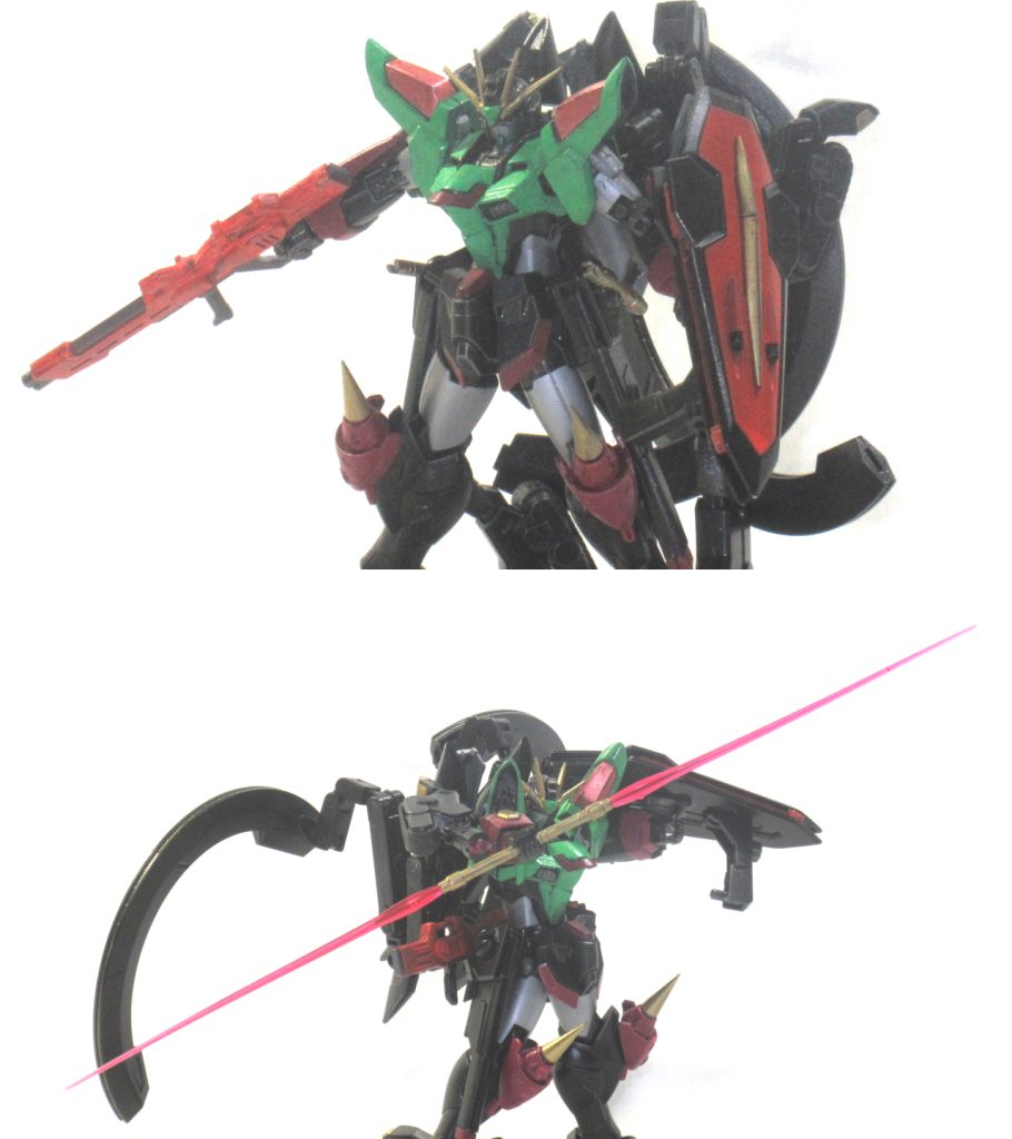 　MA-M727A3 高エネルギービームライフル、MA-FZ51 ヴェルシーナ ビームサーベル、MMI-M2020 ヴァイパー3 レールガン、MMI-X525 インフェクタス ビームシールド、RQM73 フラッシュエッジG-3 シールドブーメランは原型機と共通。部分的にオレンジ基調となっているのは、先述の通りバルトフェルドの搭乗を視野に入れていた名残。&nbsp;　この辺は特に手は入れていません。