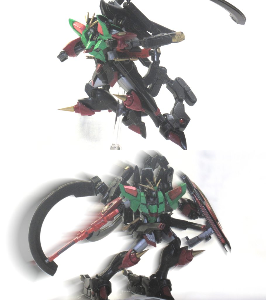 M79-PSP 脚部対装甲相転移高周波破砕錐杭「ナルワル」　膝部に搭載された近接格闘装備。一応はM71-AAKフォールディングレイザーの系列にあたる。イモータルジャスティスのMMI-S2M5/X カルキトラ ビーム重斬脚が回し蹴り前提の設計であるため陸戦では扱いづらいという懸念（およびシン・アスカによる運用レポート）を受けて搭載された。敵装甲の詳細が判明していればそれに合わせてVPS装甲性の破砕杭を調整できるため、理論上はVPS装甲であっても貫徹破砕が可能とされている。ナルワルはラテン語で「イッカク」の意。&nbsp;　こちらはMSバーニア03とMSスパイク01を組み合わせた物を膝に固定。　なお脚部のバクゥレッグはライジングフリーダムのカカトフレームを切り飛ばしてくっつけています。