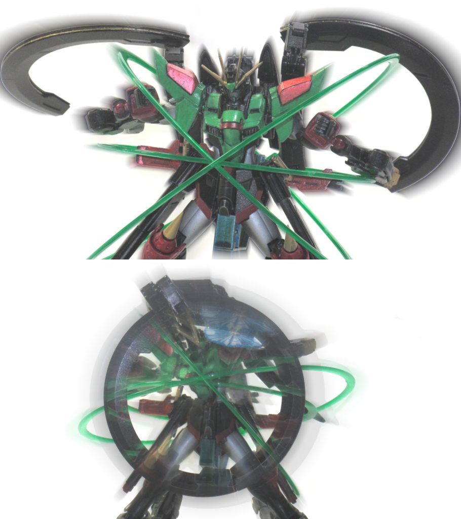 インフェクタス・ウォール　MMI-X525 インフェクタス ビームシールドをVLユニットに干渉させることで広範囲の防性斥力場フィールドを展開する「裏技」。本体額部に増設されたオラージュ・ド・リューヌ制御機構を応用して実弾やミサイルそのもの、あるいはその爆風を別方向（基本的には斜め後ろ上）に受け流すことが可能となる。&nbsp;　裏返しになるもののアームを用いればVLリングを前面展開することも出来たので。