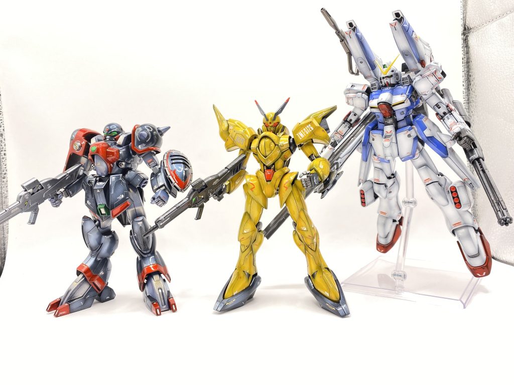 HG・RE・MG今時になってこの3体を作り上げるとは自分でも不思議に思います。Z、ZZシリーズコンプ途中でした。息抜きのつもりのヴィクトリーでした。後はガンブラスターを来年の早いうちに組もうと思います。
