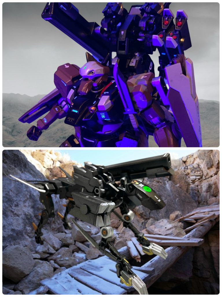 ハッチが開き、ミサイルポッドから発射されたのは煙幕弾だった。辺りはは瞬く間に見通しの効かないステージと化す。&nbsp;「センサー異常⁈コレって、ただの煙じゃねぇのかよ？」&nbsp;「これは電波撹乱など特殊な効果をもたらす煙幕弾だ。戦闘用に調整されたセンサーのMSでは、この煙霧の中じゃまともに身動きは取れない。ヴァナルガンド、狩りを始めるぞ！」&nbsp;その言葉と共に、シメールヴォルフは背中に背負っていた巨大なフライトユニットをパージした。その大きな鉄塊だったものから四肢が展開すると、もうそこには自らの脚で大地に立つ黒い獣がいた。&nbsp;「あ、あれは…！！」その様子を見て、ミオリネの予告で試合を観戦していたラジャンは驚きを隠せないようだった。「ラジャン、何なの？あれは？」「ミオリネ様ぐらいの世代ならば、もうアレをご存知無くても無理はないでしょう。アレはとうに忘れられた過去の遺物。歴史上の出来事として、ドローン大戦の事はご存知でしょう？」「えぇ、歴史の授業でね。MS開発が始まるもっと前、人類が地球で経験した最後の世界大戦の事よね？」「その名の通り、あの戦争では生身の兵士ではなくドローン兵器が戦場の主役となりました。攻撃しても流れるのは血ではなくオイルであり、やがて痛みを伴わない戦闘行為は全世界に拡大、歯止めの効かない世界大戦となったのです。だからこそ、“愚かなる戦争行為の引き金は機械ではなく人が引くべき“との自らへの戒めとして、MS開発評議会が設立され、人型機動兵器の開発の歴史が始まりました。あの獣型ドローンも、かつてその戦場で俊敏性と攻撃性から最も恐れられたタイプの一つです。しかし、まだ動く個体が居たとは…」