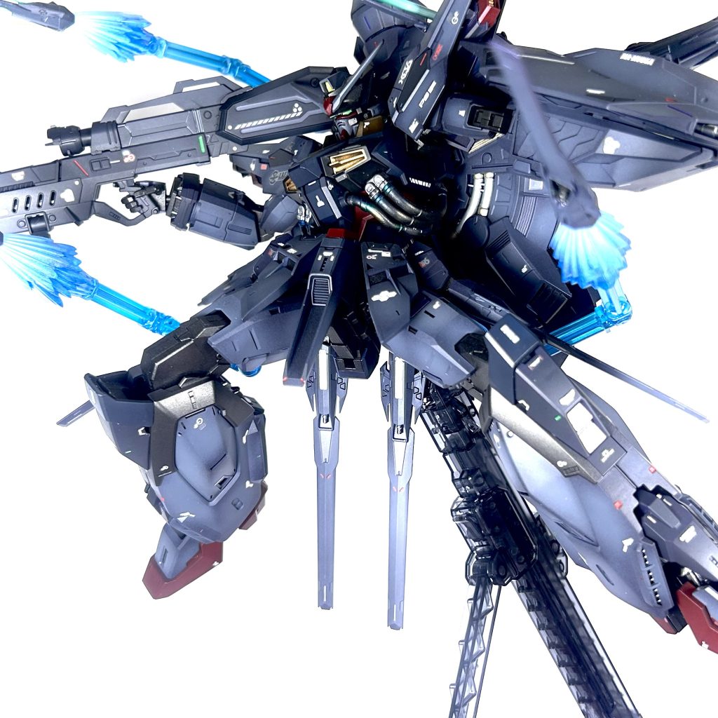 MGスペシャルコーティング箱絵風にドラグーン射出エフェクトもブルーとホワイトで塗装しました。