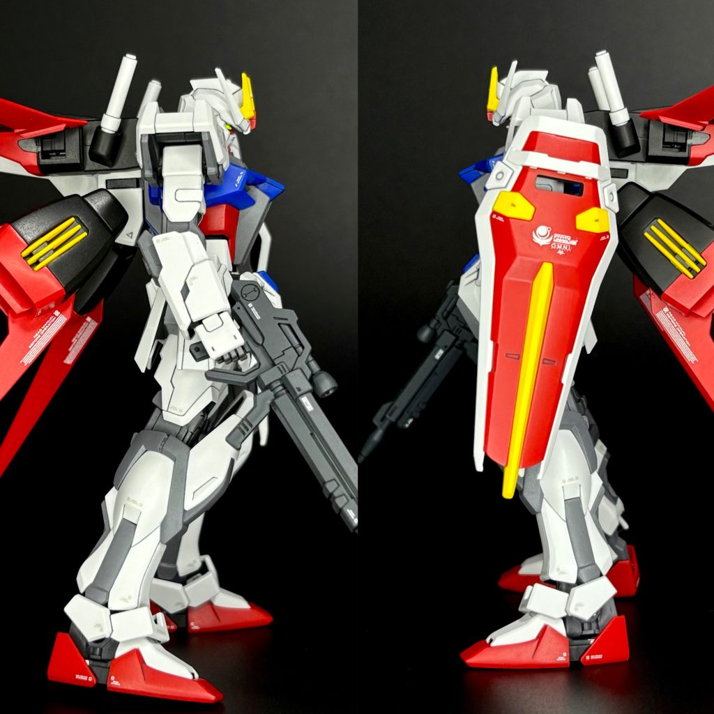 側面からのショット。宇宙世紀ばっかり貪っていた人間からすると、洗練されたニュースタンダードなデザインを感じていますが、SEEDももう20年以上前の作品ってホントっすか⁉️ちなみに私がSEEDシリーズを視聴したのは2023年。まさかのそのままの流れでFREEDOMまで映画公開されて、ある種最高な流れで一気見出来ました(gundam-kao3)