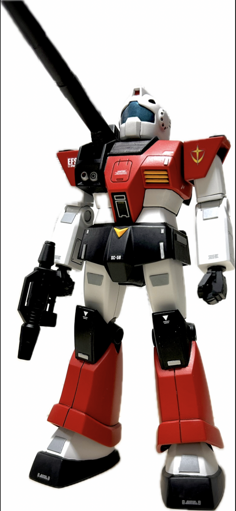 筆塗り部分塗装の手抜き仕上げのつもりで制作開始しましたが、元のキットの出来が良く、予定変更して全塗装で仕上げることにしました。足首をボールジョイントにして立ち姿が決まるようにしました。