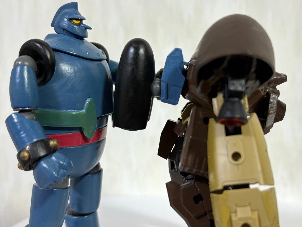 オマケのコーナー。Q:宇宙用の装備はどうやって付けるの?A:鉄人28号のロケットを背中に装備する。