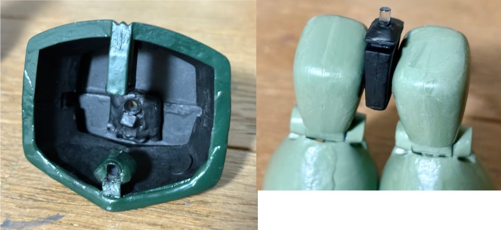 さらに股関節は余っていた旧キットギャンの股関節を使って、別パーツ化に成功(zaku-kao6)