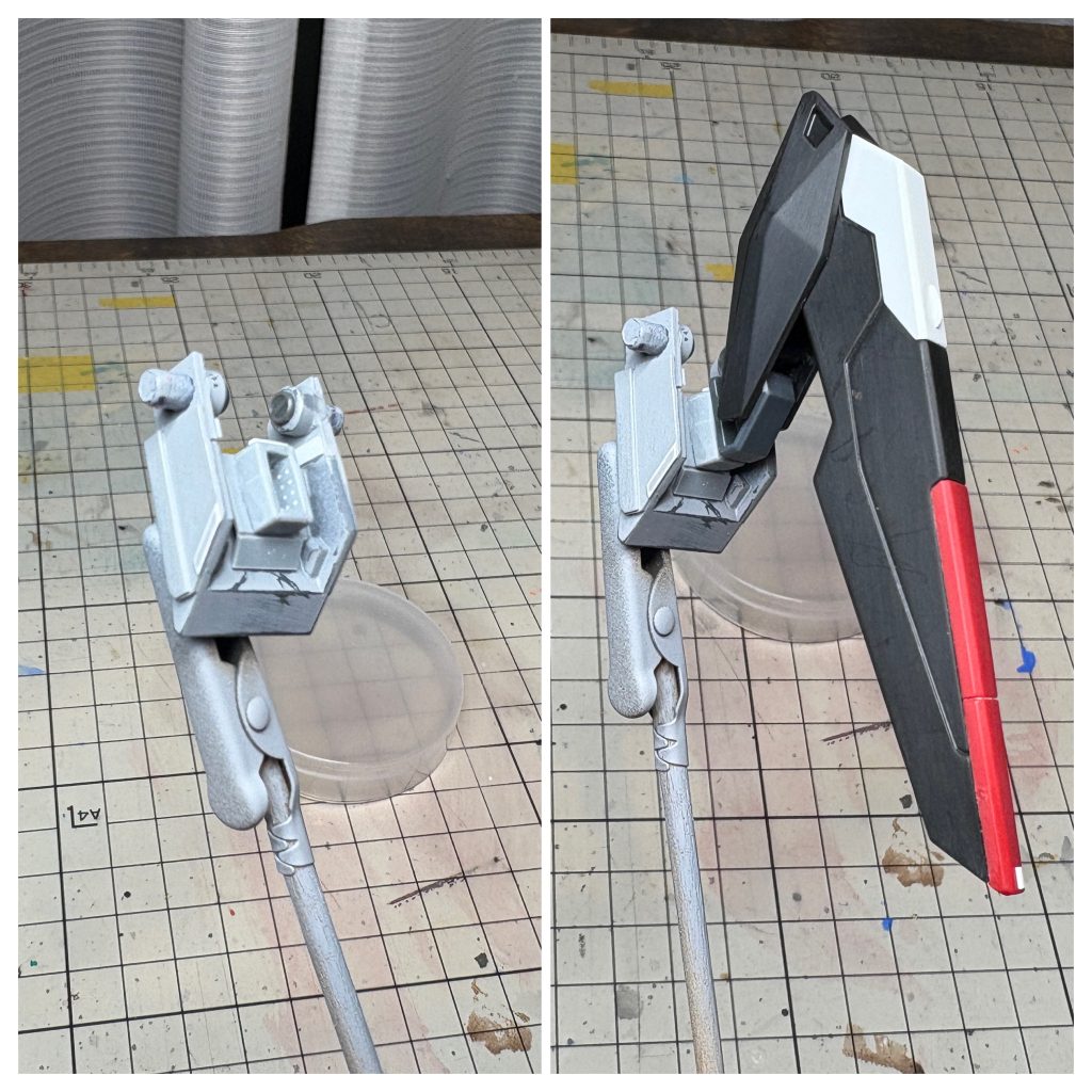 バックパックを改造してリフターを水平に出来るようにしてます追加ブースターはZガンダムから強奪しました