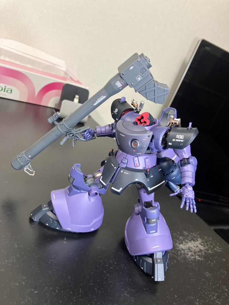 以上、HGリックドム(GQ)でした😉モノアイはメタルプレート&レジン液で、少しサイズが大きくなったためか可動範囲が減りましたね😅