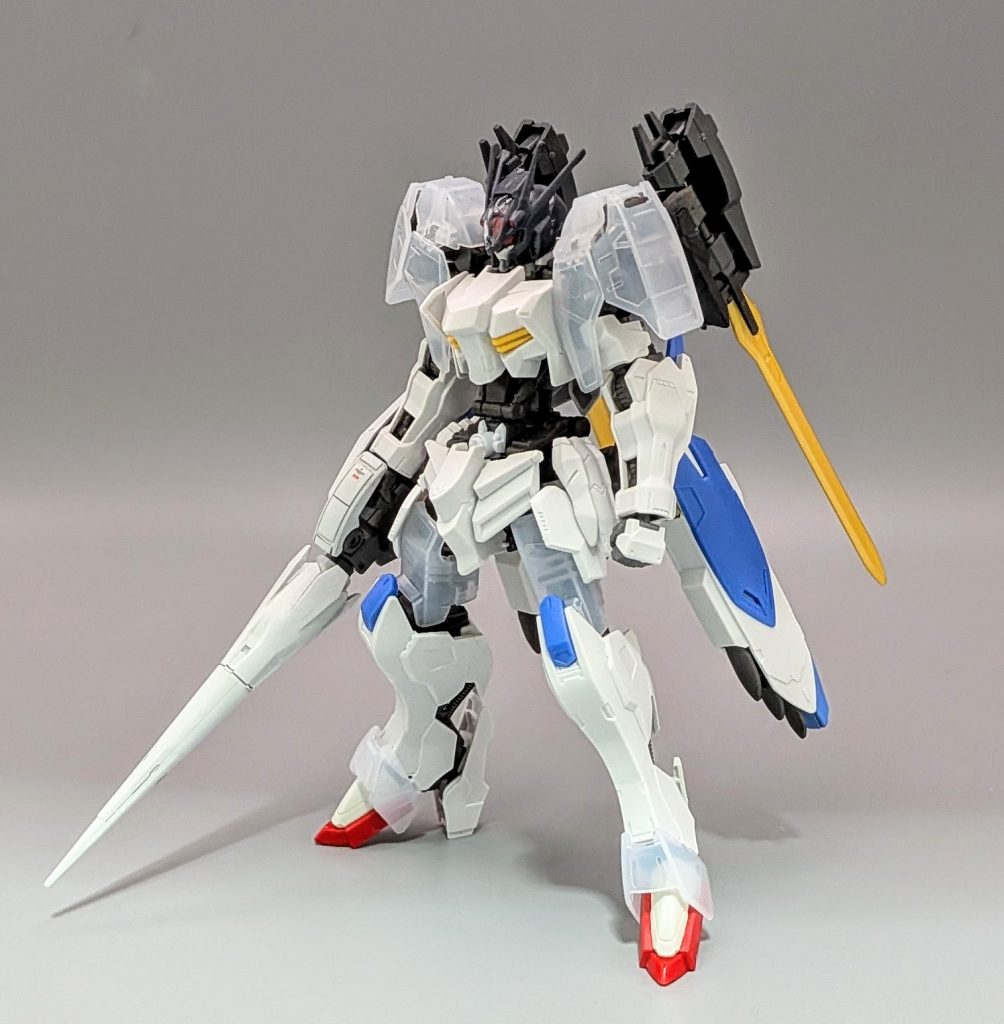 ミキシング改造途中の画像です。バエルにバルバトス第6のパーツを取り付け、頭部はファラクトにしました。つま先はリボーンズガンダムです