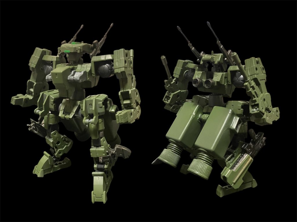 宇宙用礫^_^バックスカートに醤油差しで作ったバーニアと武器を持たせてみました^_^