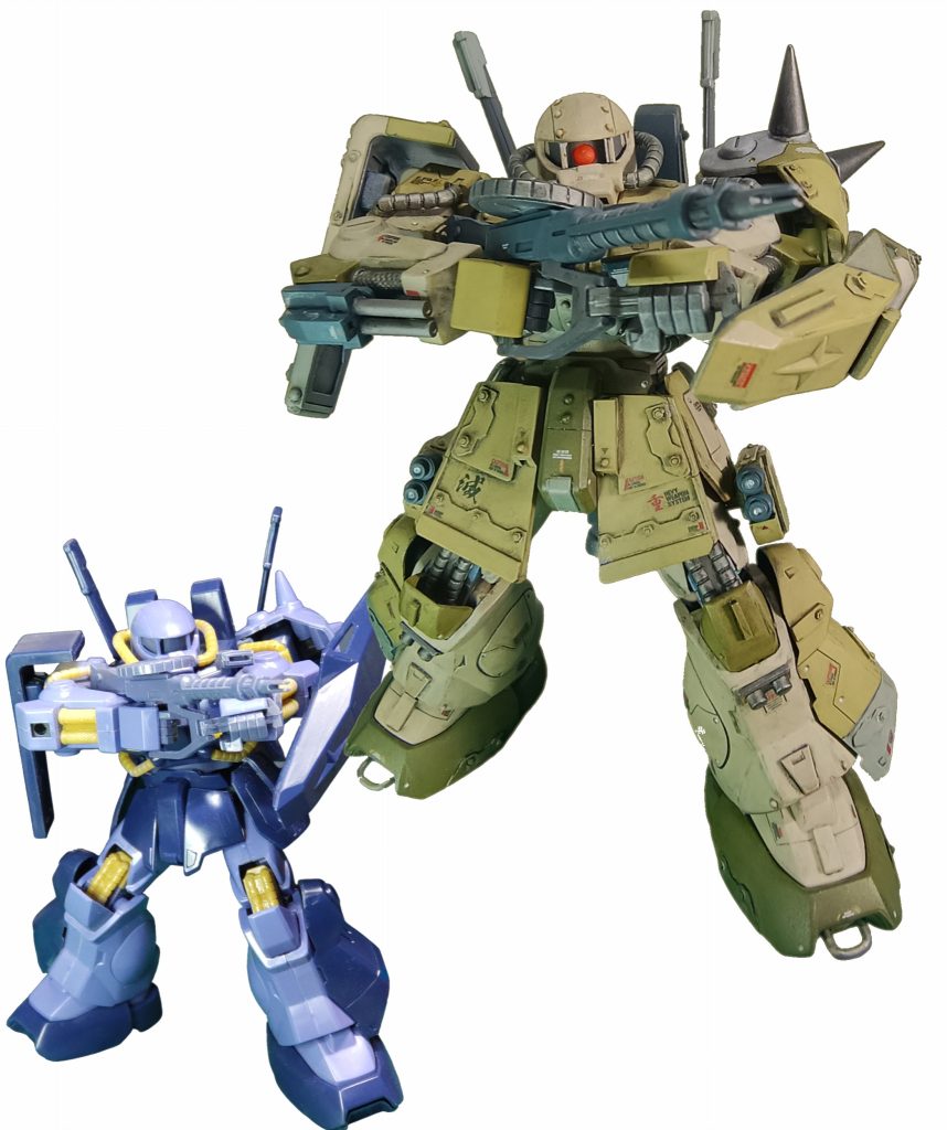 ザクマシンガン+素組との比較ちょっと気になったのですが、ハイザック=HIZACKハイゴッグ=HYGOGGスペル違いますね。。。。ハイゴッグのベースは、ゴッグハイザックのベースは、ザック?なら、ザックマシンガン・・・しょうもないこと言ってしまった😅