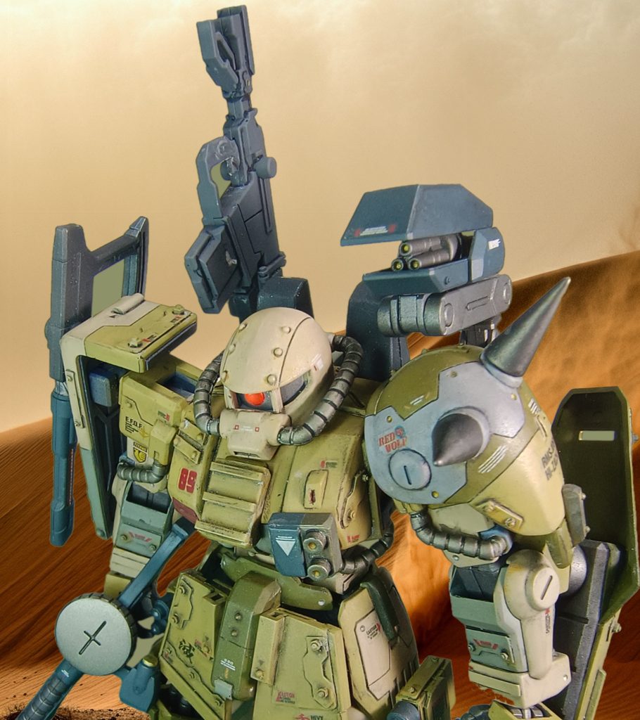 Ike主任:ランドセルの装着したガトリング砲。マニピュレーターにより360°砲撃可能!