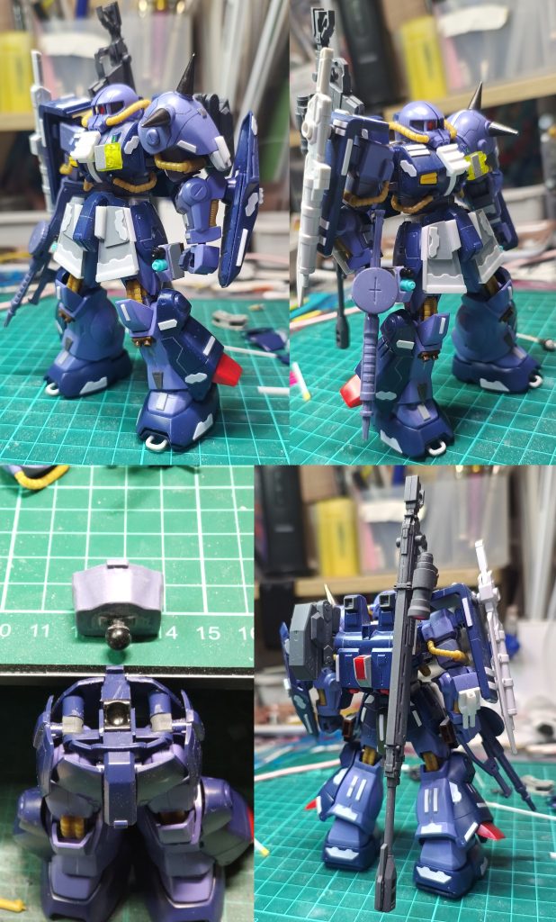 一通り改造が終わった状態です。今回は、胴を4mm延長して腰にDSOBLKのボールジョイントを仕込みS字ポーズができるようにしました(デフォルト上半身の可動0😱)。