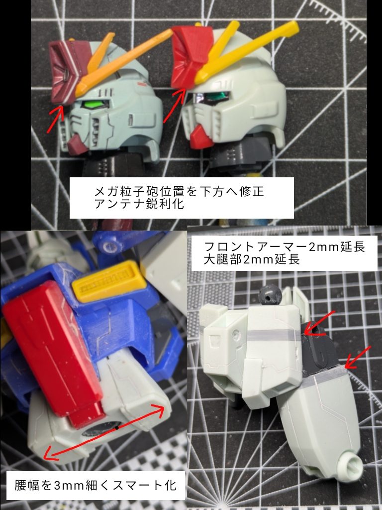 素組は「顔が何か違う?」感があったのですが、ハイメガキャノンの位置を下げる事でイメージ通りになりました。