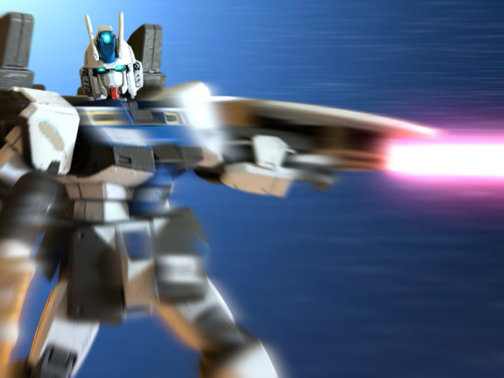 今回は、クレオスのブラックナイトスコードカルラスカイブルー、ライジングフリーダムブルー、ティターンズブルー１、そして、普通のブラックです。デジラマに切り貼りする際は、彩度や色温度などをいじることもあり、ジムスナイパーIIとの違いがあまりわかりませんが、実物はこちらのほうがぼんやり青っぽいです。（ジムスナイパーIIはメリハリがあってくっきりした色をしています。）