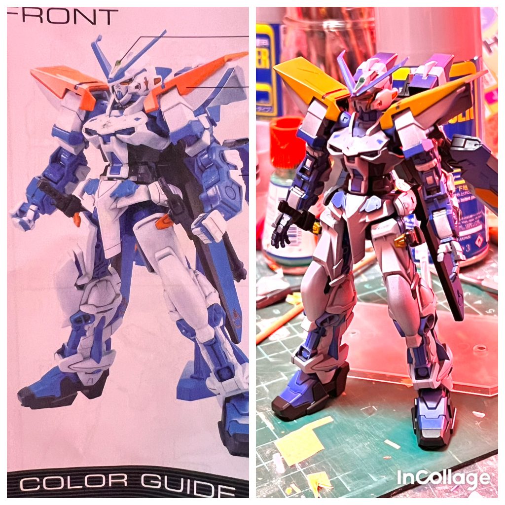 素組完成品との比較首を伸ばして頭身を上げ、肩幅を広げて逆三体型を強調しました。