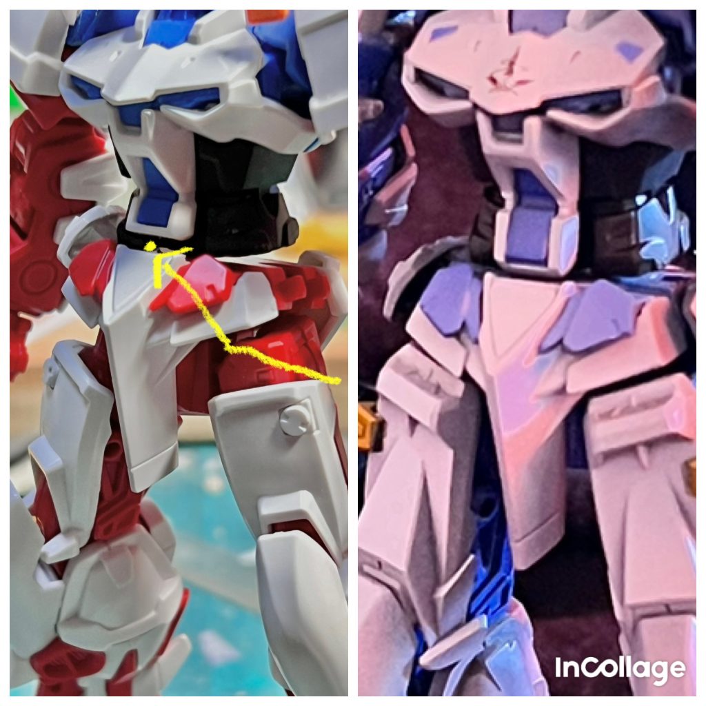 アストレイはHGだけコクピットの下にへんな隙間が空くので、プラ板でコクピット下部分を延長して空間を潰しました。