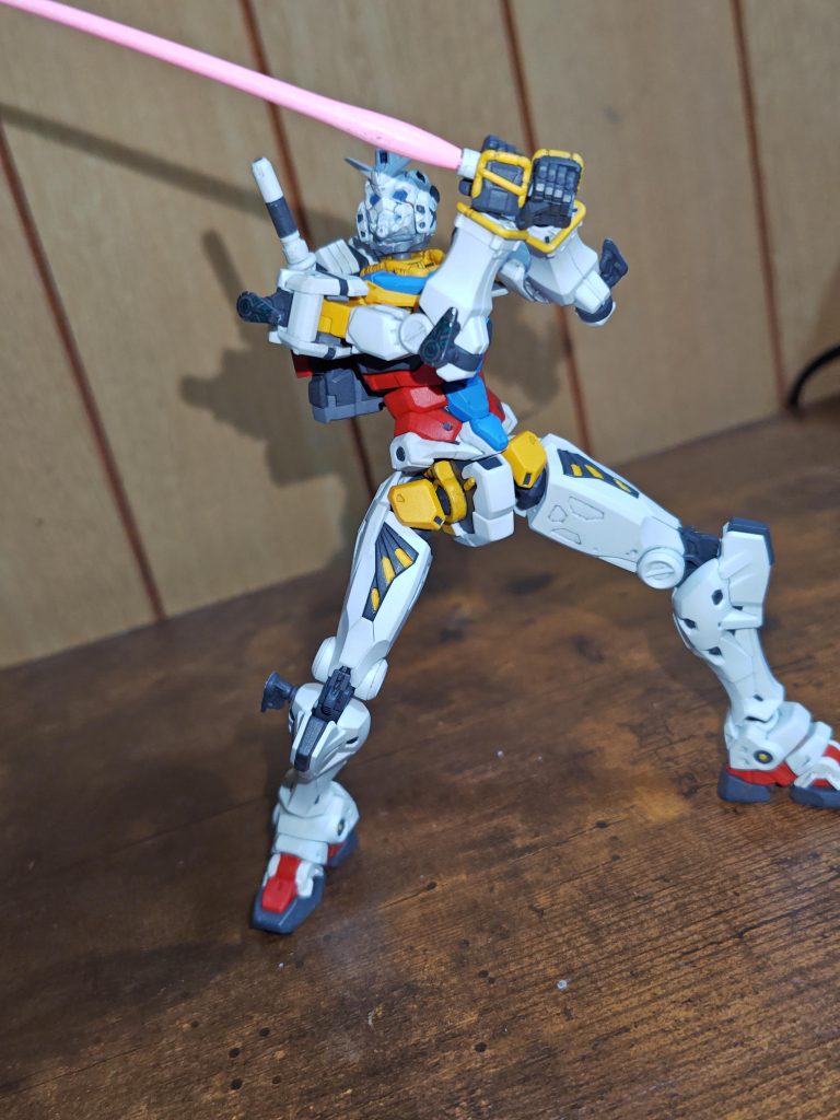 ガンキャノンを刺した時風。本体だけが完成した時に撮影。これもやりたかったシーン♪