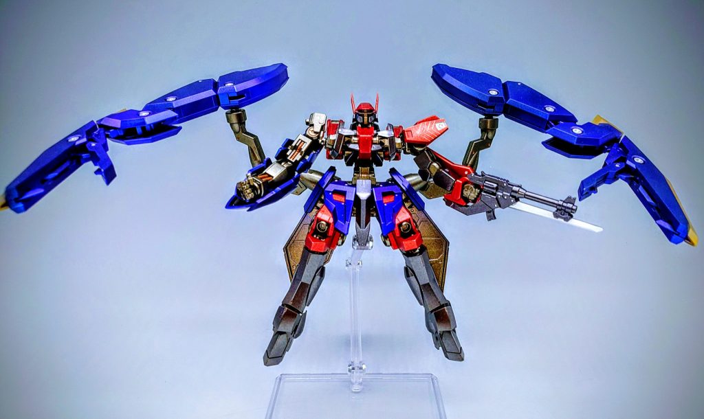 シクラーゼの操縦技術と巧みな戦法に、ザガンの力を兼ね備えた機体！ウルズハントの続きで、「もしもこんな機体が出てきたらな」と想像して作った作品で、1月に行われた、さっぽろチカホ模型展示会でも沢山の人に見て頂けましたので、今回アナザーコンに思い切って出してみました。