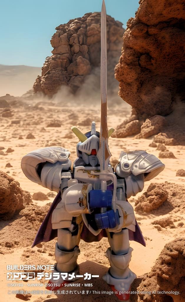 砂塵舞う荒野にて伝説の剣を抜き、魔を薙ぎ祓うナイトガンダム。腕の延長により騎士感マシマシに!!