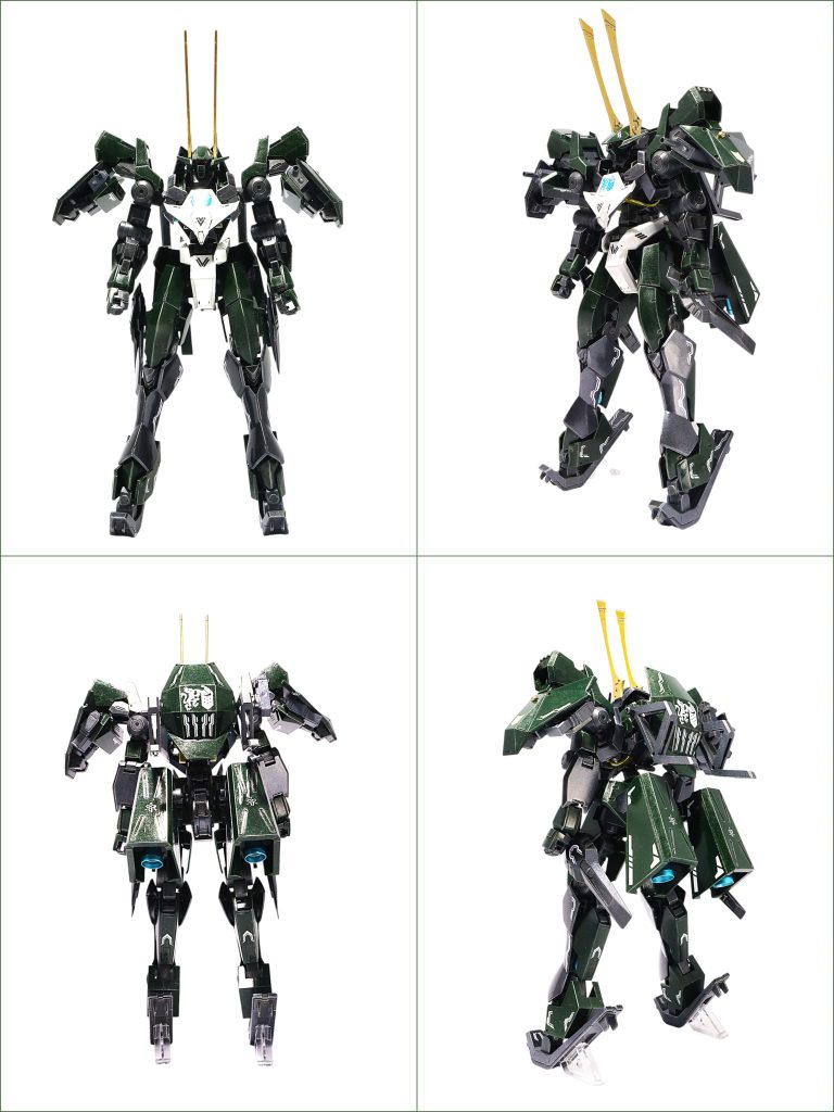 素立地を各アングルで。ヴァンイップブーメランの特徴的な足のパーツを使いたくて、機体サイズの大きいグレイズアインをベースにしました。