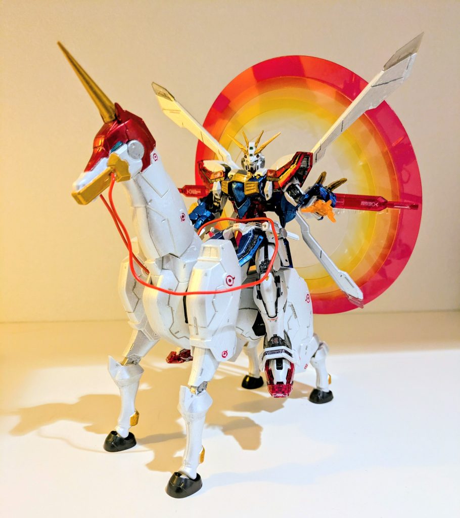 そしてやりたかったこの組み合わせ。最高です！！ゴッドガンダムの日輪エフェクトも無くしたと思ったら出てきたので、組み合わせてみました！